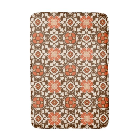 Floral Moroccan Tile, Brown, Rust en Beige Badmat (Voorkant Verticaal)
