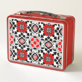 Floral Moroccan Tile, Deep Red, Black and White (Achterkant)