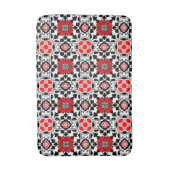 Floral Moroccan Tile, Deep Red, Black and White Badmat (Voorkant Verticaal)