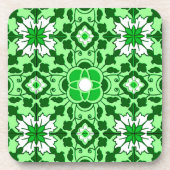 Floral Moroccan Tile, Emerald en Lime Green Bier Onderzetter (Voorkant)