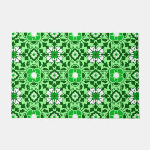 Floral Moroccan Tile, Emerald en Lime Green Deurmat