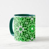 Floral Moroccan Tile, Emerald en Lime Green Mok (Voorkant links)