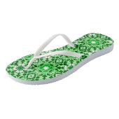 Floral Moroccan Tile, Emerald en Lime Green Teenslippers (Schuin)