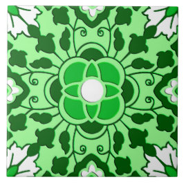 Floral Moroccan Tile, Emerald en Lime Green Tegeltje