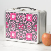 Floral Moroccan Tile, Fuchsia Pink & Grey / Grey (In situ)