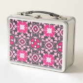 Floral Moroccan Tile, Fuchsia Pink & Grey / Grey (Voorkant)