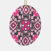 Floral Moroccan Tile, Fuchsia Pink & Grey / Grey Keramisch Ornament (Rechts)