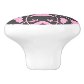 Floral Moroccan Tile, Fuchsia Pink & Grey / Grey Keramische Knop (Zijkant)