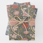 Floral Morris Pattern Red Flowers Blue Inpakpapier Vel (In situ)