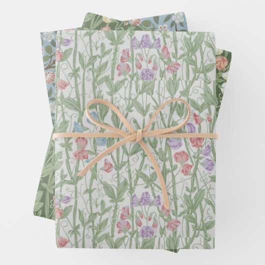 Floral Morris Pattern Sweet Pea Clover Inpakpapier Vel (In situ)