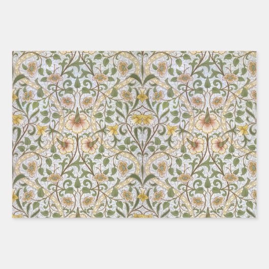Floral Morris Pattern Wreath Daffodil Inpakpapier Vel (Voorkant 3)