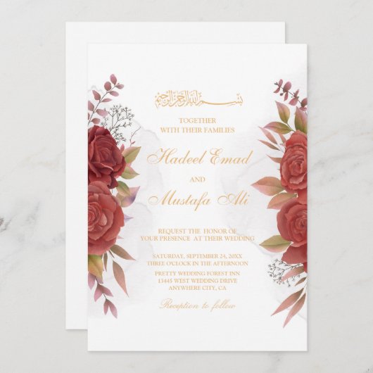 Floral-moslimbruiloft Kaart (Voorkant / Achterkant)