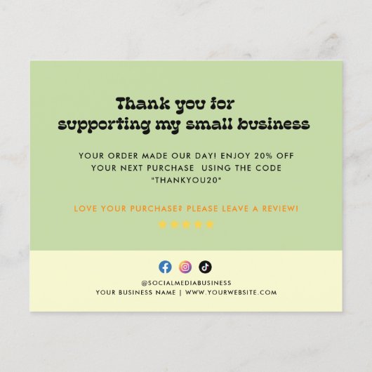 Floral Mosterd Geel Small Business Order Insert (Achterkant)