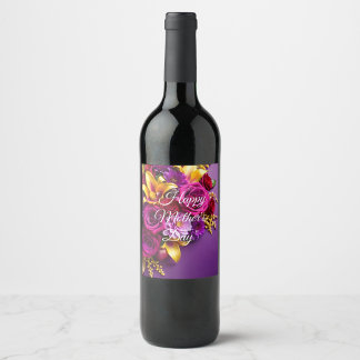 Floral Mother's Day Wine Label  Wijn Etiket