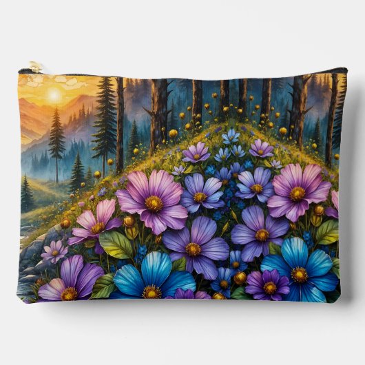 Floral Mountain Valley Sunrise Landscape Etui (Voorkant)
