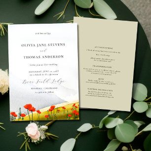 Floral Mountain Wildflower Poppies All One Weddens Kaart