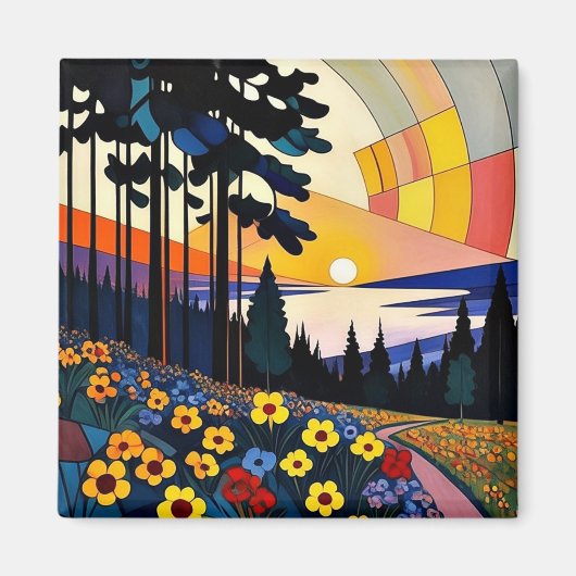Floral Mountainside Magneet (Voorkant)