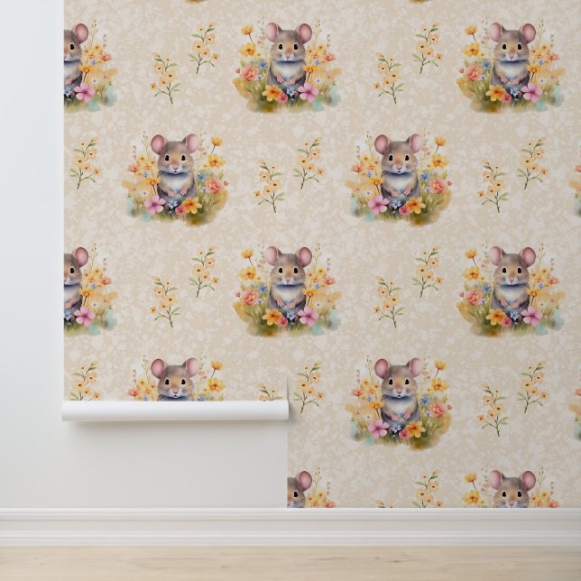 Floral Mouse op Cream Behang (Applicatie)