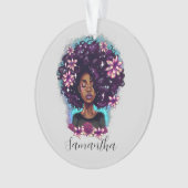 Floral mouszing Afro Woman Ornament (voorkant)