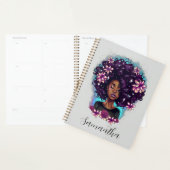 Floral mouszing Afro Woman Planner (Display)