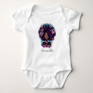Floral mouszing Afro Woman Romper