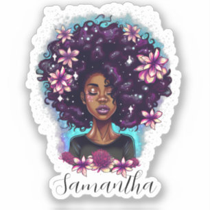 Floral mouszing Afro Woman Sticker