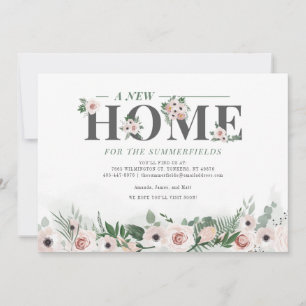 Floral Moving Botanisch Nieuw Bewegd Adres Aankondiging