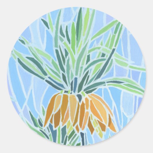 Floral mozaïekontwerp ronde sticker (Voorkant)