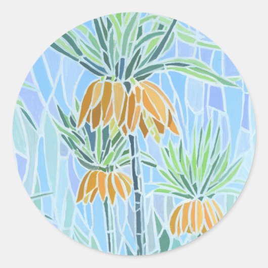 Floral mozaïekontwerp ronde sticker (Voorkant)