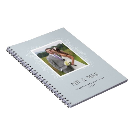 Floral Mr & Mrs Journal - Poudre bleu (Côté Droit)