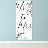 Floral Ms aan Mrs vrijgezellenfeest Canvas Print (Insitu (Houten vloer))