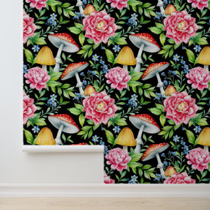 Floral Mushroom Pattern Behang