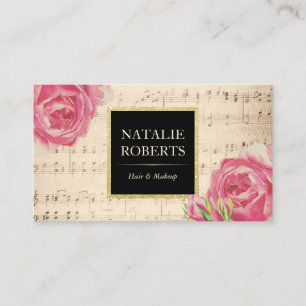  Floral Music Note Makeup Artist Hair Salon Visitekaartje