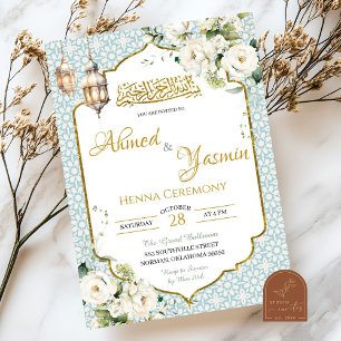 Floral Muslim Henna Wedding Kaart