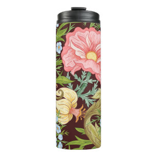 Floral naadloos patroon, achtergrond met in art. thermosbeker