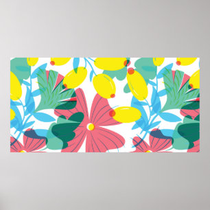 Floral naadloos patroon met tranparency elementen. poster
