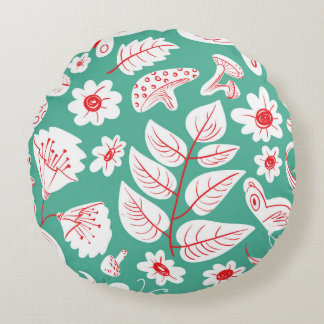 Floral naadloos patroon met vlinders en insecten. rond kussen