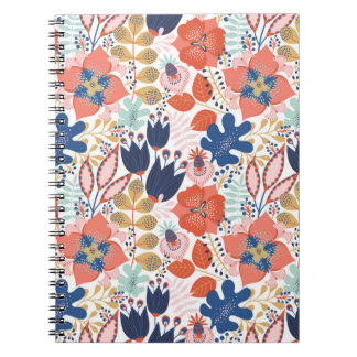 Floral naadloos patroon op wit. Abstracte achtergr Notitieboek