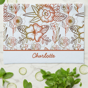 Floral naadloos patroon oranje gepersonaliseerde n theedoek