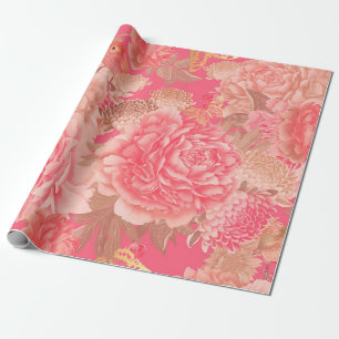 Floral naadloos patroon. Tuinbloemen roze peoni Cadeaupapier