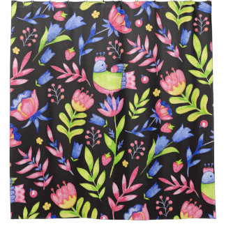 Floral naadloos patroonontwerp. Lentbloemen en -bl Douchegordijn
