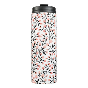 Floral naadloos patroonontwerp. Tak met klein Thermosbeker