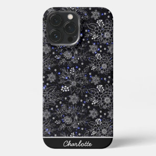 Floral naadloze galaxy gepersonaliseerde naam iPhone 13 pro max hoesje
