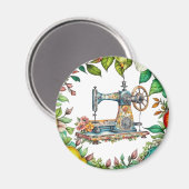 Floral Naaimachine Kerst Magneet (Voorkant / Achterkant)