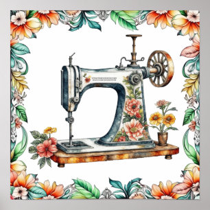 Floral naaimachine Poster