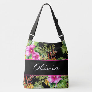 Floral naam tropische kleuren crossbody tas