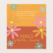 Floral Nail Technicia Groovy Visitekaartjes (Buitenkant ongevouwen)