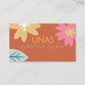 Floral Nail Technicien Orange Carte de visite (Devant)