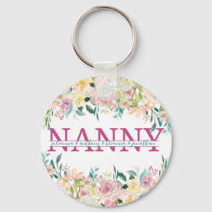 Floral Nanny gespleten Monogram met namen van klei Sleutelhanger