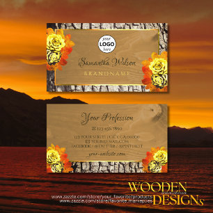 Floral Natural Wood Grain Rustige Logo Visitekaartje